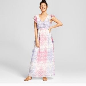 Knox Rose  Mauve Pink Blue Boho Maxi Dress XL